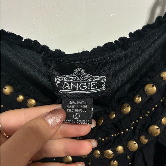 Angie Black Dress with Gold Studs Size S - Picture 3 of 4